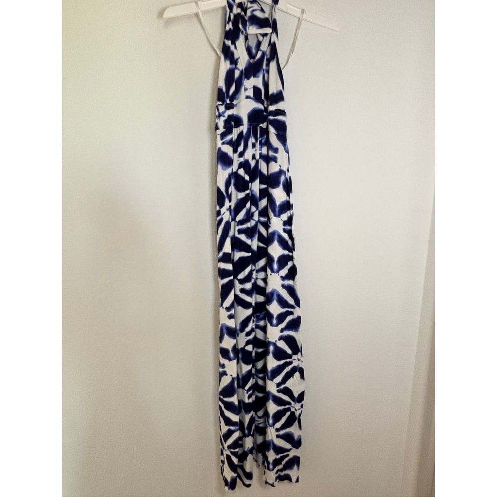 Banana Republic Blue White Tie Dye Shibori Halter Maxi Dress Small